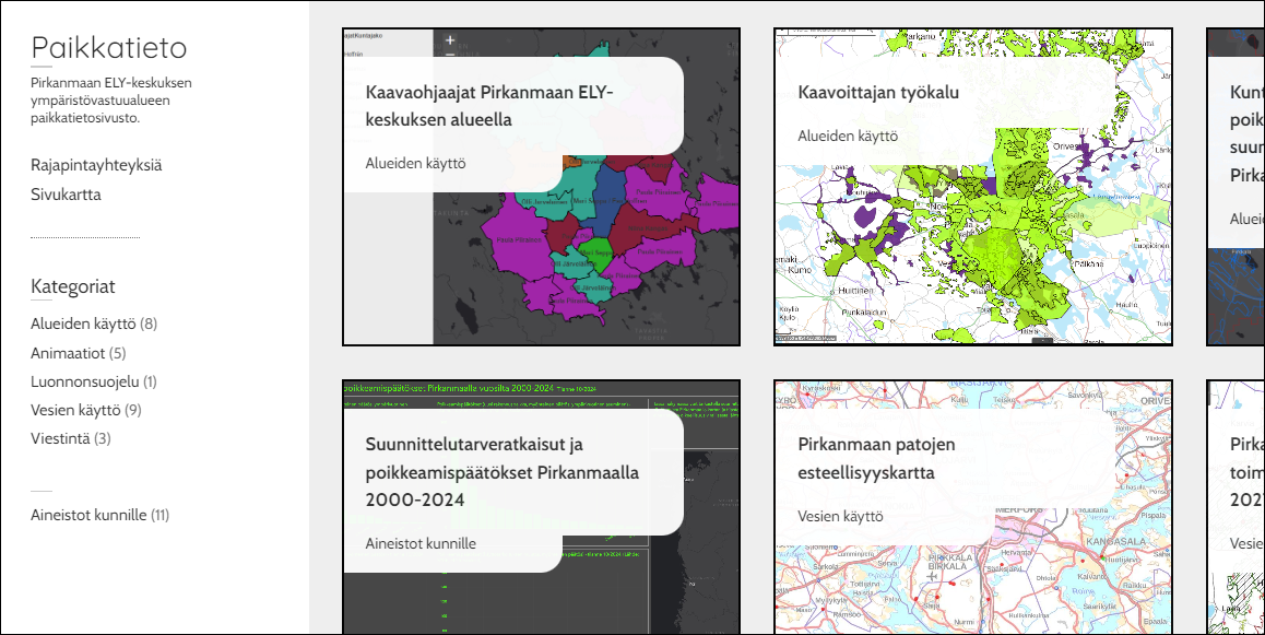 Pirkanmaan ELY-keskuksen paikkatietosivusto.